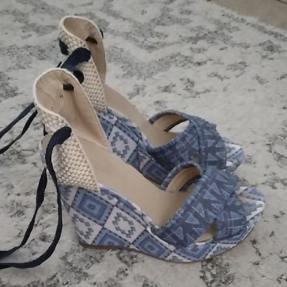 Stuart Weitzman Blue Espadrille Wedges
